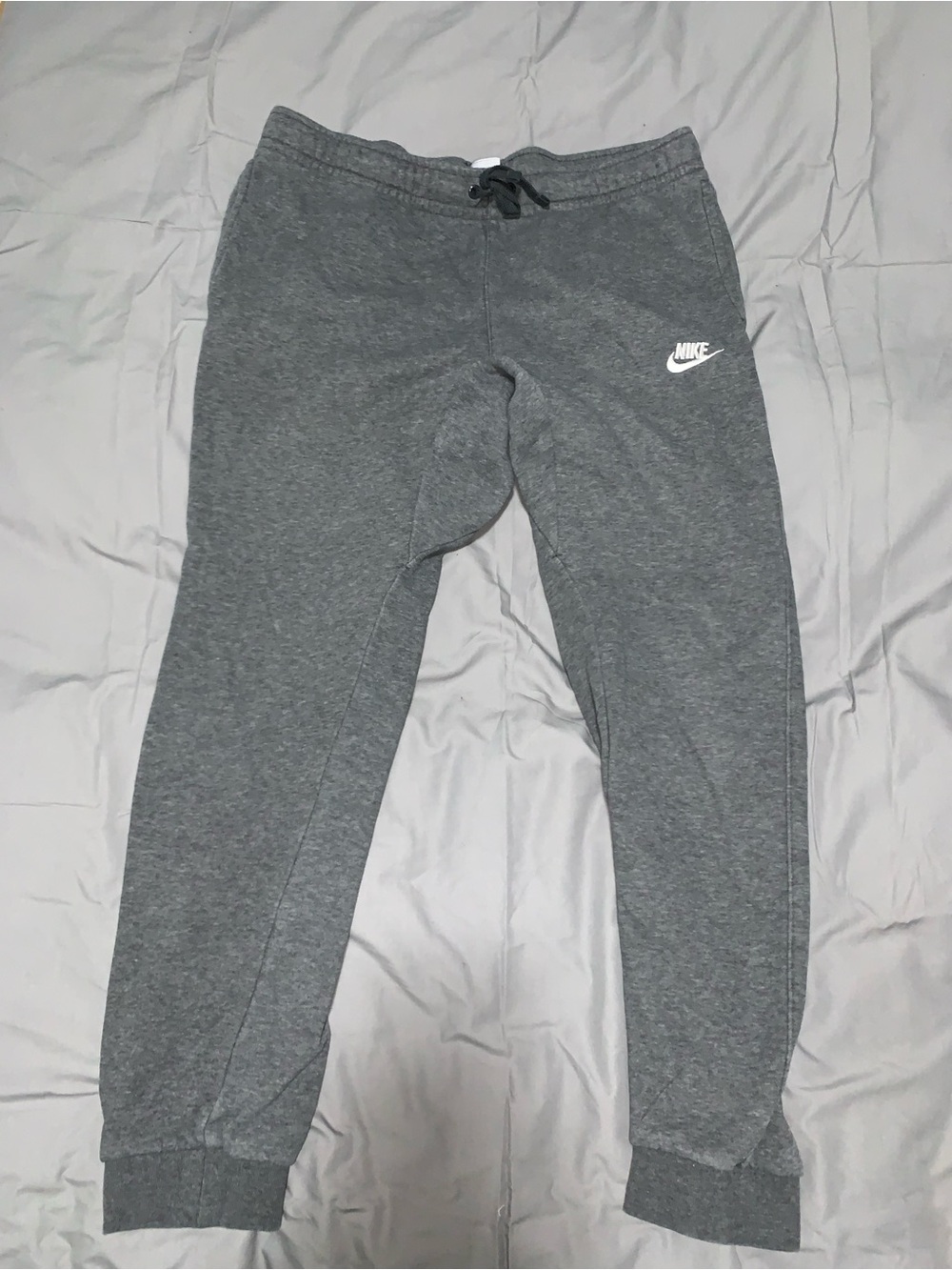 Nike Gray Women's Fleece Joggers with White Swoosh